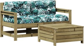 vidaXL Set mobilier de grădină cu perne, 3 piese, lemn de pin tratat