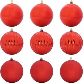 vidaXL Set de globuri de Crăciun XL 9 pcs Roșu Plastic