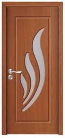 Usa Interior din MDF Novo Doors ND310, Cadru din Lemn Masiv, Geam Sablat, KIT COMPLET, Toc , Manere si balamale incluse (Culoare: Stejar Auriu,