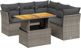 vidaXL Set canapea de grădină cu perne, 5 piese, gri, poliratan