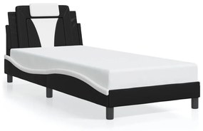 3214191 vidaXL Cadru de pat cu LED negru și alb 90x190 cm piele artificială