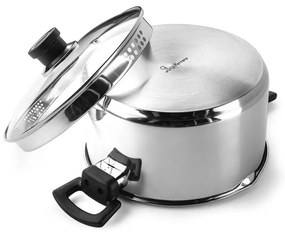 Cratiță Luigi Ferrero Sophia FR-3402, 18x10 cm, 2.3 l, Oțel 18/10, Capac din sticlă, Inducție, Inox