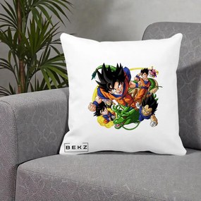 Perna Personalizata Dragon Ball Goku si Shenron Actiune, 40x40 cm, Alba Mata, Husa Detasabila, Perna Inclusa, BEKZ®