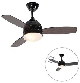 Ventilator de tavan negru cu imprimeu lemn 96cm cu telecomandă - Rotar