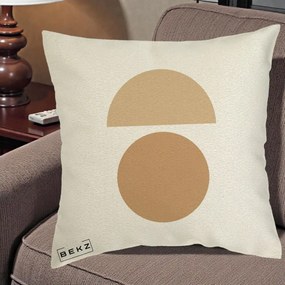 Perna Decorativa Geometric Minimalist Auriu, 40x40 cm, Ecru, Husa Detasabila, Perna Inclusa, BEKZ®