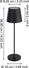 Eglo 75794 - Lampă de masă LED de exterior CABOZO, dimmabilă, LED/3,8W/5V, 2000 mAh, IP44, negru