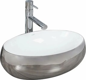 Lavoar alb/argintiu pe blat Rea Linda Silver 48,5 cm