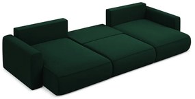 Colțar verde extensibil/cu spațiu de depozitare cu tapițerie din catifea (în formă de "U") Kapua – Makamii