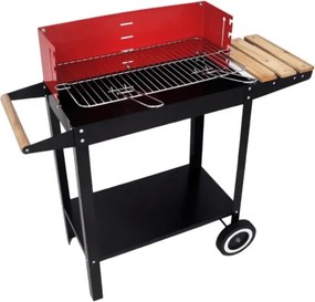 Gratar de gradina pe carbune BBQ 87x35 cm, negru/rosu
