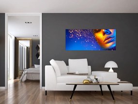 Tablou - Body art, combinație auriu-albastru (120x50 cm)