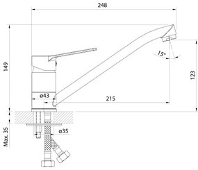 Baterie de chiuvetă Aqualine SINTRA crom lucios