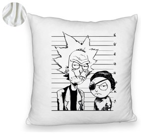 Perna Decorativa Fluffy, Model Rick and Morty, 40x40 cm, Alba, Husa Detasabila, Burduf