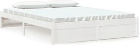vidaXL Cadru de pat King Size, alb, 150x200 cm, lemn masiv