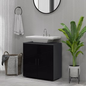 Mobilier de baie cu dulap cu 2 uși, Mobilier de baie din lemn cu poliță reglabilă, 60x30x60cm negru kleankin | Aosom Romania