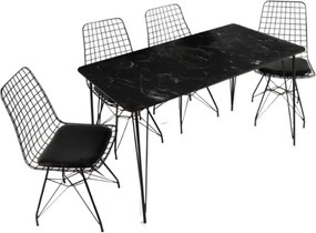 Resigilat:Masa bucatarie aspect marmura, Bety Homs 70 x 110 cm, negru