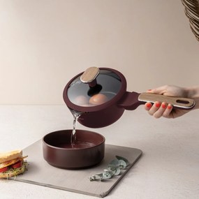 Set oale si tigai 15 piese Leonardo Nordic Berlinger Haus BH 8306, antiaderente, manere cu insertie lemn, visiniu mat