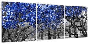 Tablou - Copaci albaștri Central Park, New York (cu ceas) (90x30 cm)
