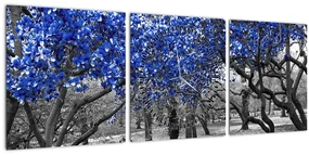 Tablou - Copaci albaștri Central Park, New York (cu ceas) (90x30 cm)