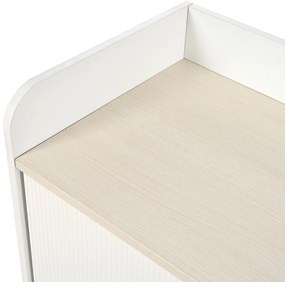 Comodă cu 3 sertare, uși glisante în dungi, 117,5x39,5x79 cm, Alb