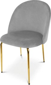 Scaun de dining INCA VELVET cu picioare aurii, gri deschis