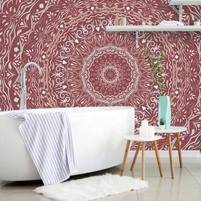 Tapet Mandala în stil vintage în nuanță de roz