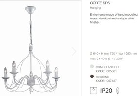 Candelabru clasic modelat si pictat manual CORTE SP5 BIANCO