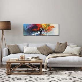 Tablou - Copac multicolor (cu ceas) (90x30 cm)
