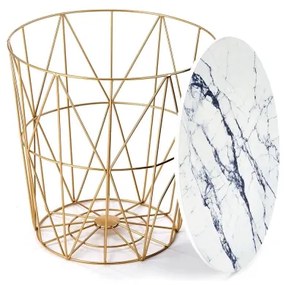 Măsuță de cafea HARISSA 41x42 cm auriu/alb decor marmorat