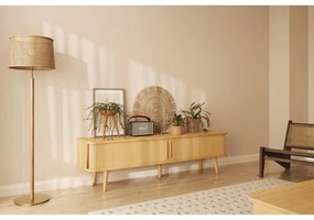 Comodă TV în culoare naturală cu aspect de lemn de stejar 178x50x40 cm Rove – Woodman