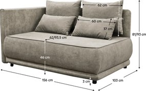 Canapea extensibilă, bej gri Taupe, pe stânga, LIAMI