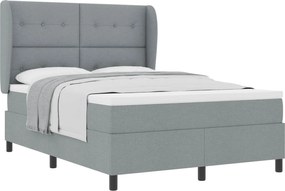 vidaXL Pat cu arcuri cu saltea Gri deschis 160 x 200 cm țesătură