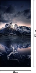 Fototapet pentru ușă - Lac cu munte (95x205cm)