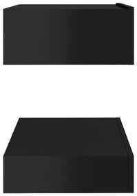 Noptiere, 2 buc., negru extralucios, 60x35 cm, PAL 2, negru foarte lucios