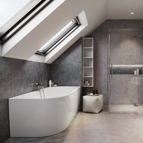 Cada freestanding Cersanit Crea 170x82 cm alb lucios cu montaj dreapta lipita de perete, BTW