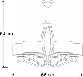 Brilagi - Lustru pe tijă SAPHIRE 5xE27/15W/230V diam. 66 cm crem/auriu/patină