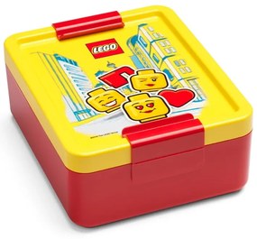 Cutie pentru gustare cu capac galben LEGO® Iconic, roşu