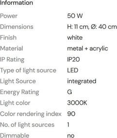 Plafoniera LED design circular Aruba 40cm alba