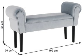 Banca, catifea Velvet, gri deschis/negru, BURDA