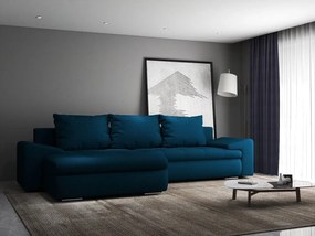 Colțar extensibil dumonde cu ladă de depozitare si sezut confortabil din spuma high-density, Leonardo Enjoy Petrol 260x185 cm