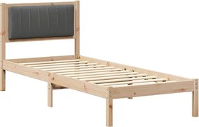 vidaXL Cadru de pat cu tăblie tapițată Gri închis 75 x 190 cm