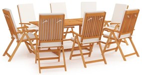 vidaXL Set mobilier de grădină cu perne, 9 piese, lemn masiv tec
