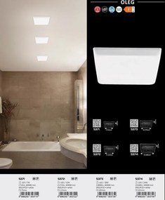 Plafoniera LED incastrabila pentru baie IP20/IP65 Oleg alb 12,3x12,3cm