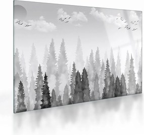 Tablou pe sticlă - Culmi de pădure (70x50 cm)