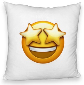 Perna Decorativa Fluffy, Model Emoji WOW, 40x40 cm, Alba, Husa Detasabila, Burduf