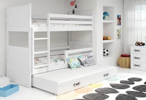 Expedo Pat supraetajat FIONA 3 COLOR + saltea + somieră GRATIS, 90x200 cm, alb, roz