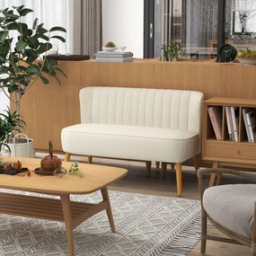 HOMCOM Canapea de 2 locuri, căptușeală moale, husă ușor de întreținut, până la 150 kg, 117 x 56,5 x 77 cm, crem | Aosom Romania