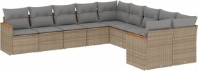 vidaXL Set canapele de grădină cu perne, 10 piese, bej, poliratan