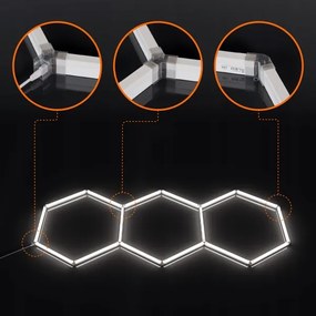 Plafonieră LED HEXAGON LED/128W/85-265V 6000K 248x97 cm CRI 90 IP54 albă