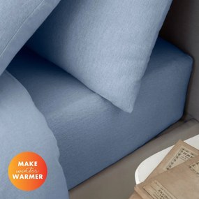 Cearceaf albastru deschis din flanelă cu elastic 150x200 cm Brushed – Catherine Lansfield