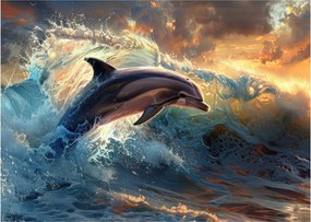 Tablou pe sticlă - Delfin, ilustrații (70x50 cm)